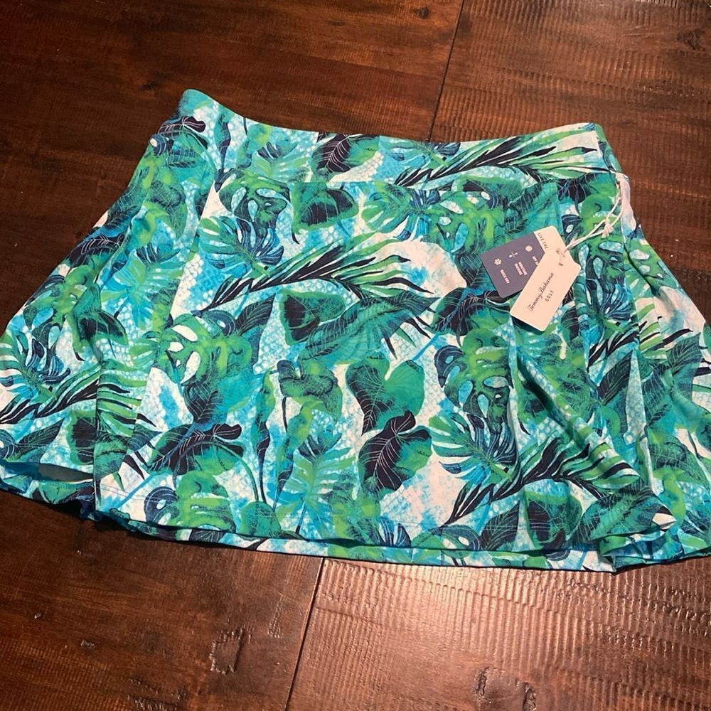 New Tommy Bahama Golf Tennis Skort Skirt Large Pleated Stretch UPF 50 Green